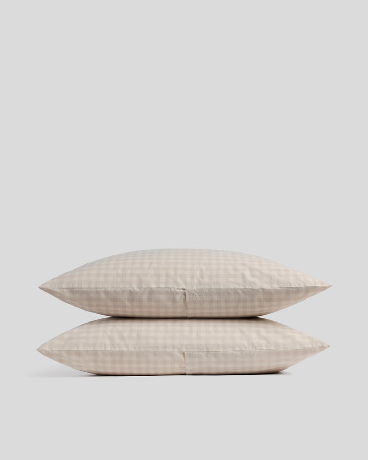 Brushed Cotton Pillowcase Set (Bone Check)